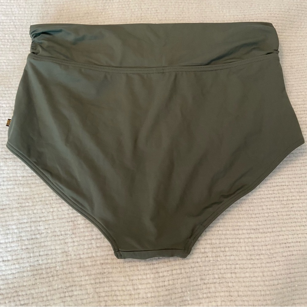 NWT High-Waist Olive Green Swim Bottoms - Picture 4 of 6